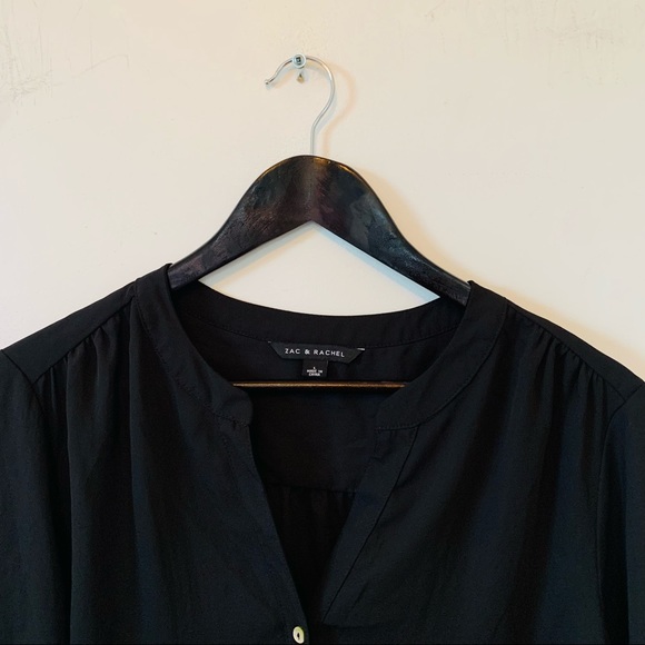 Zac & Rachel Black Button Down Silky Blouse - Picture 3 of 9